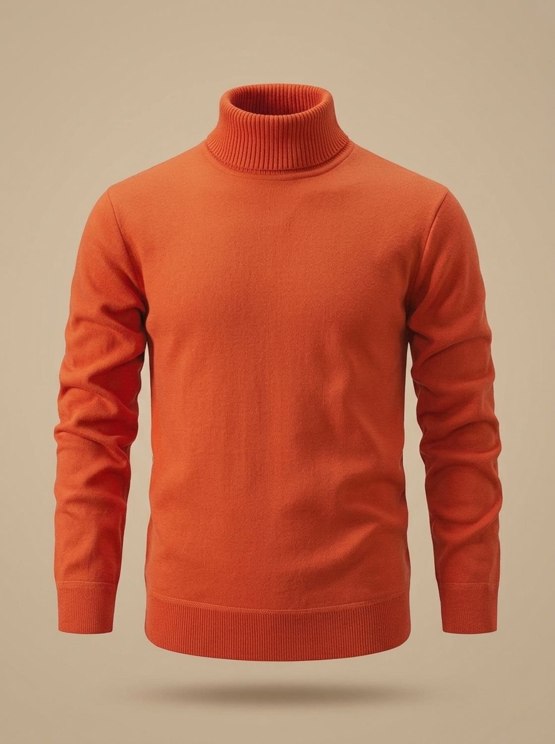 Cozy Fine Knit Turtleneck Sweater for Men with Roll Neck Long Sleeve Slim Fit Ribbed Winter Style