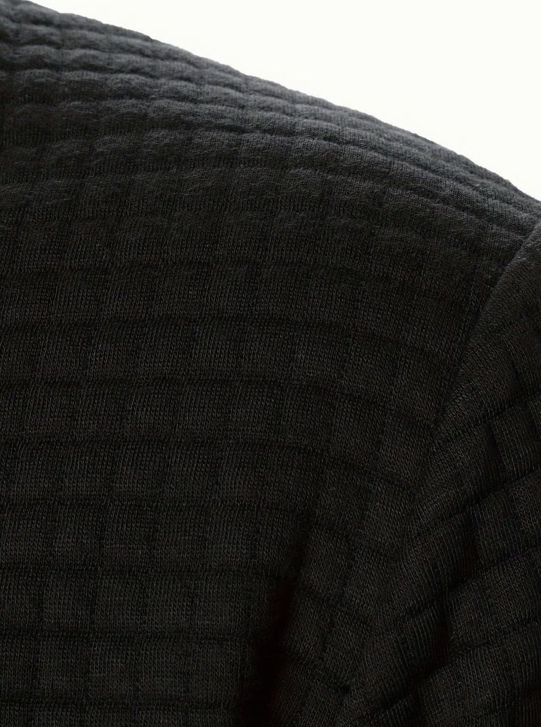 Cozy Textured Grid Bomber Jacket for Men with Stand Collar Long Sleeve Zip Front Ribbed Hem Style