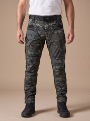 Rugged Tactical Cargo Pants for Men with Waterproof Multi-Pocket Articulated Zip Tapered Style