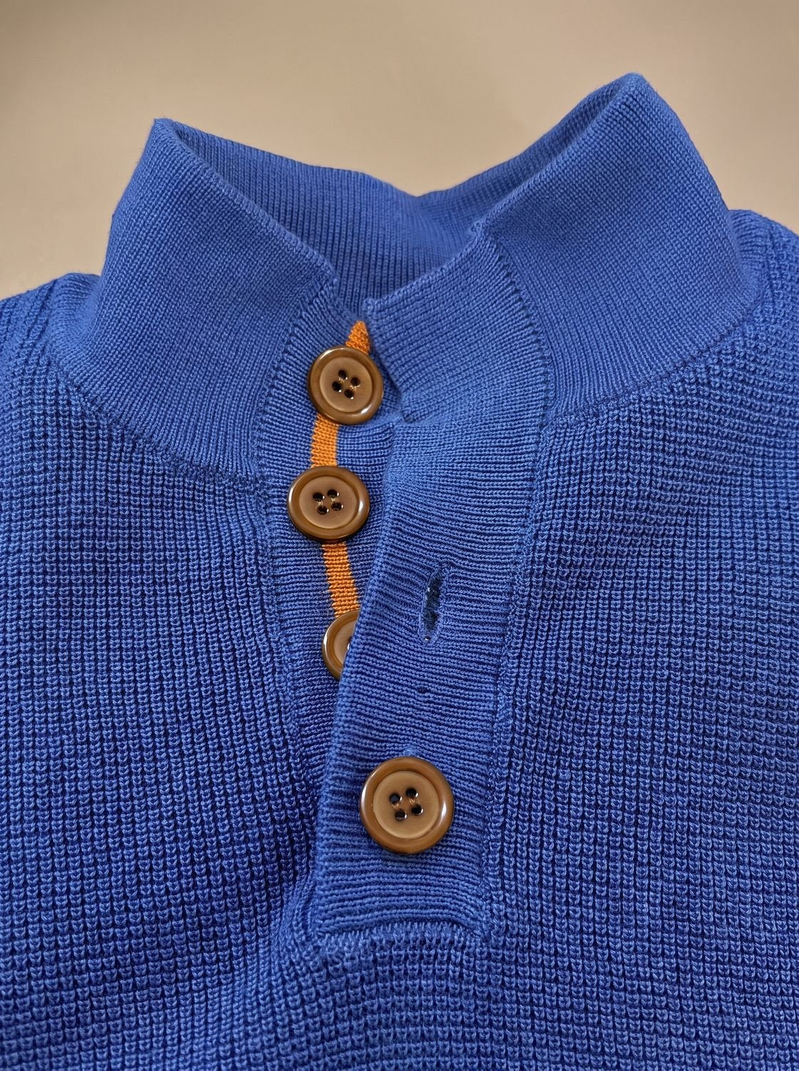 Cozy Waffle Knit Sweater for Men with Stand Collar Long Sleeve Button Placket Elbow Patch Style
