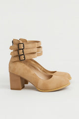 Elegant Leather Mary Jane Shoes for Women with Round Toe Triple Buckle Strap Block Heel Pump Styl