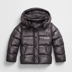 Cozy Puffer Jacket for Women with Hooded Collar Long Sleeve Zip Up Padded Quilted Style