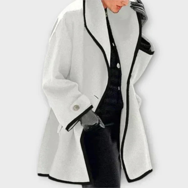 Elegant Wool Trench Coat for Women with Shawl Collar Long Sleeve Swing A Line Style