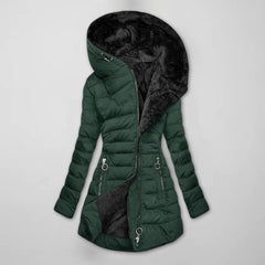 Cozy Quilted Parka for Women with Fleece Lined Hood Long Sleeve Padded Winter Style