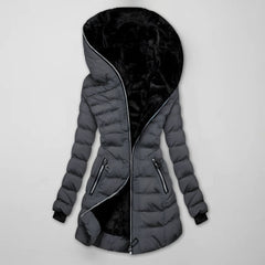 Cozy Quilted Parka for Women with Fleece Lined Hood Long Sleeve Padded Winter Style