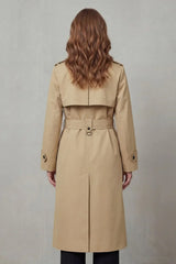 Classic Winter Trench Coat for Women with Notched Lapel Long Sleeve Double Breasted Belted Style