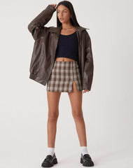 Effortless Brown Oversized Faux Leather Jacket for Women with Spread Collar Zip Front Relaxed Casual Style