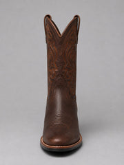 Stylish Brown Cowgirl Boots for Women with Embroidered Leather Round Toe Block Heel Western Style