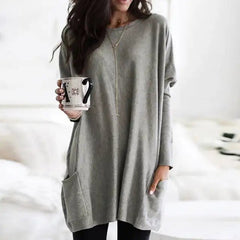 Effortless Tunics for Women with Oversized Long Sleeve Pocket Style