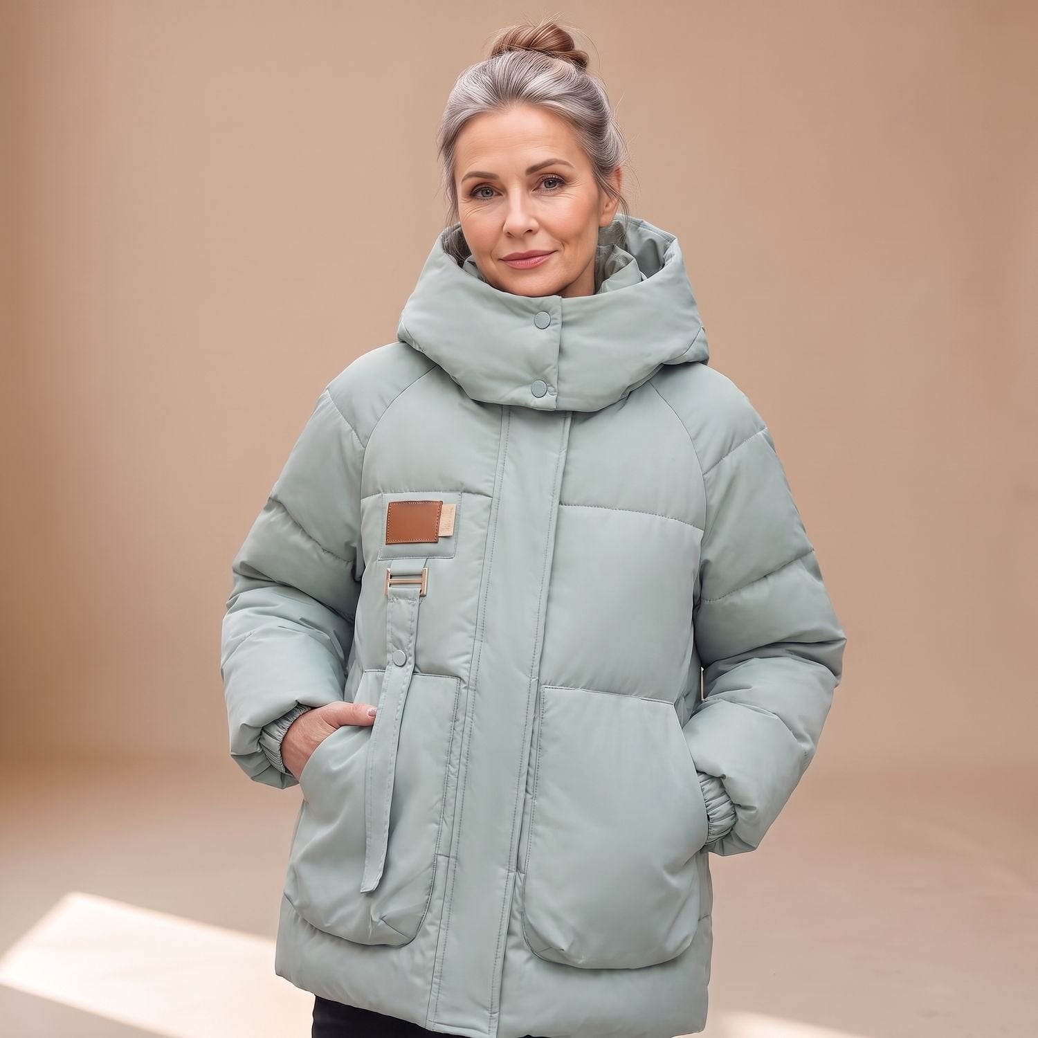 Cozy Black Puffer Jacket for Women with Hooded Collar Zip Up Quilted Oversized Winter Style