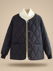 Sophia | Women's Quilted Cotton-Padded V-Neck Snap-Button Jacket