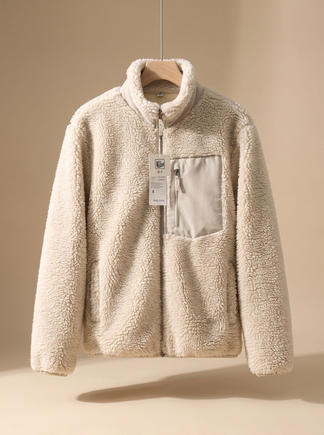 Cozy Sherpa Fleece Jacket for Women with Stand Collar Long Sleeve Full Zip Relaxed Style