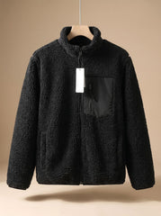 Cozy Sherpa Fleece Jacket for Women with Stand Collar Long Sleeve Full Zip Relaxed Style