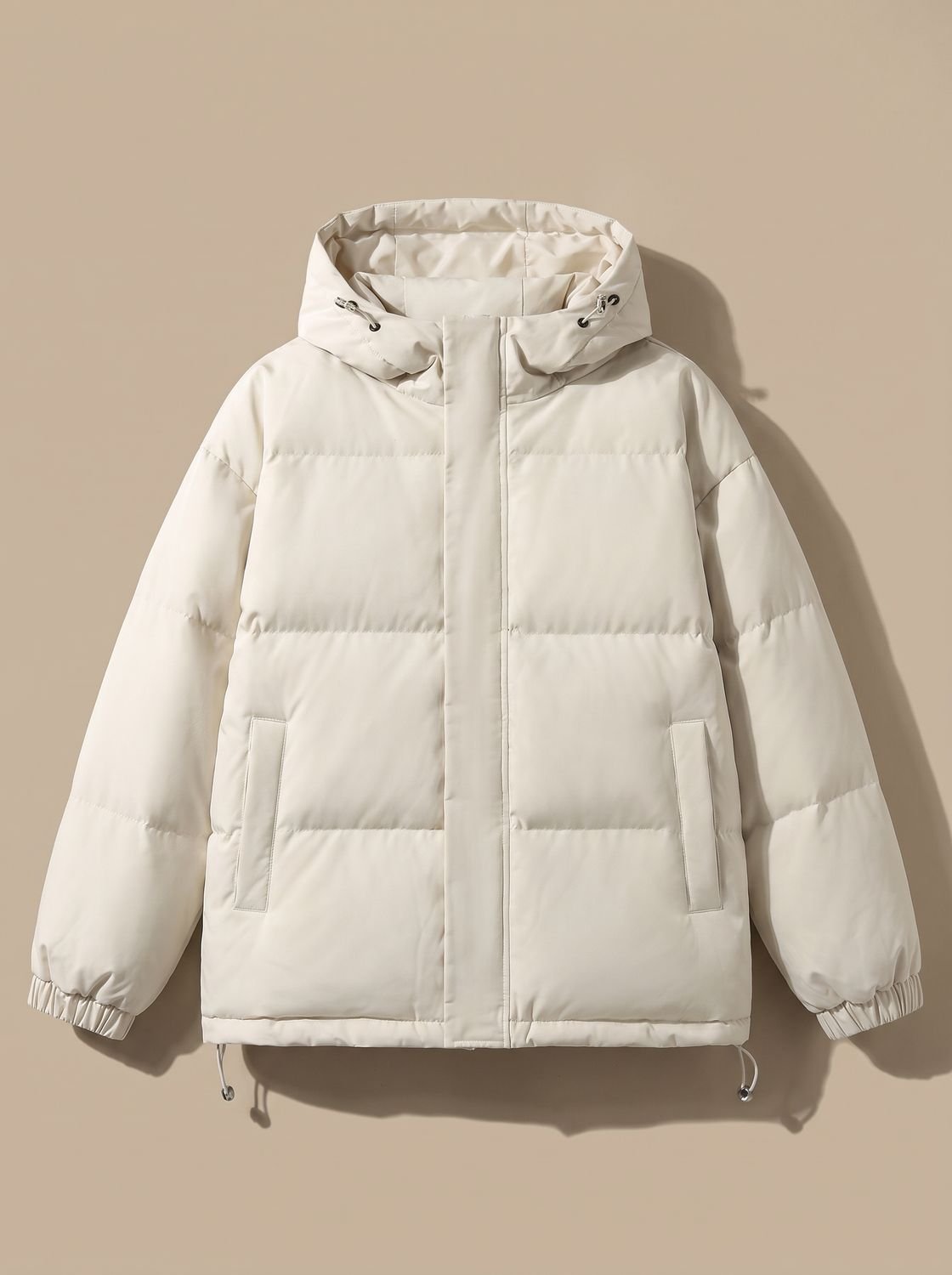 Cozy Relaxed Puffer Jacket for Women with Hooded Collar Long Sleeve Quilted Zip Winter Style