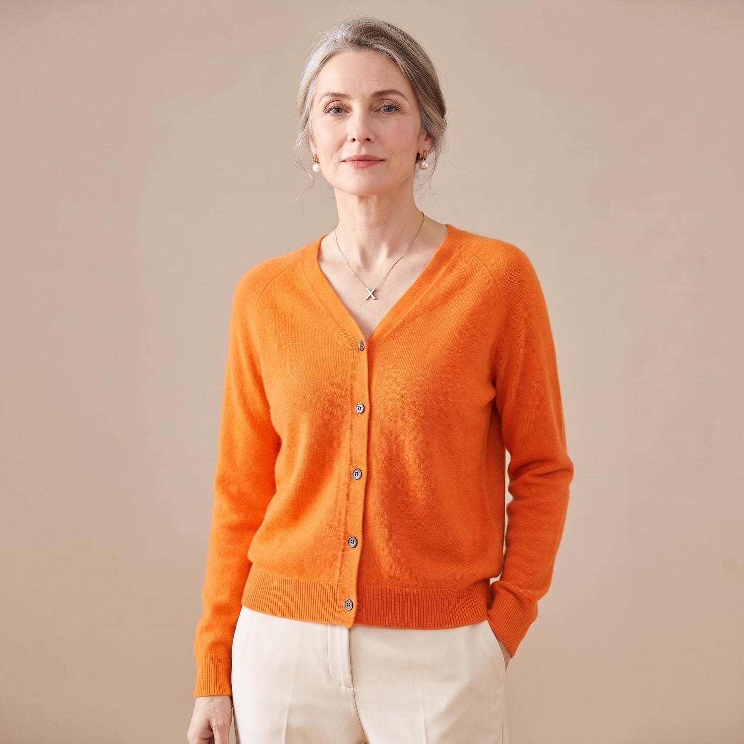 Cozy Pink Knit Cardigan Sweater for Women with V Neck Button Front Long Sleeve Relaxed Style