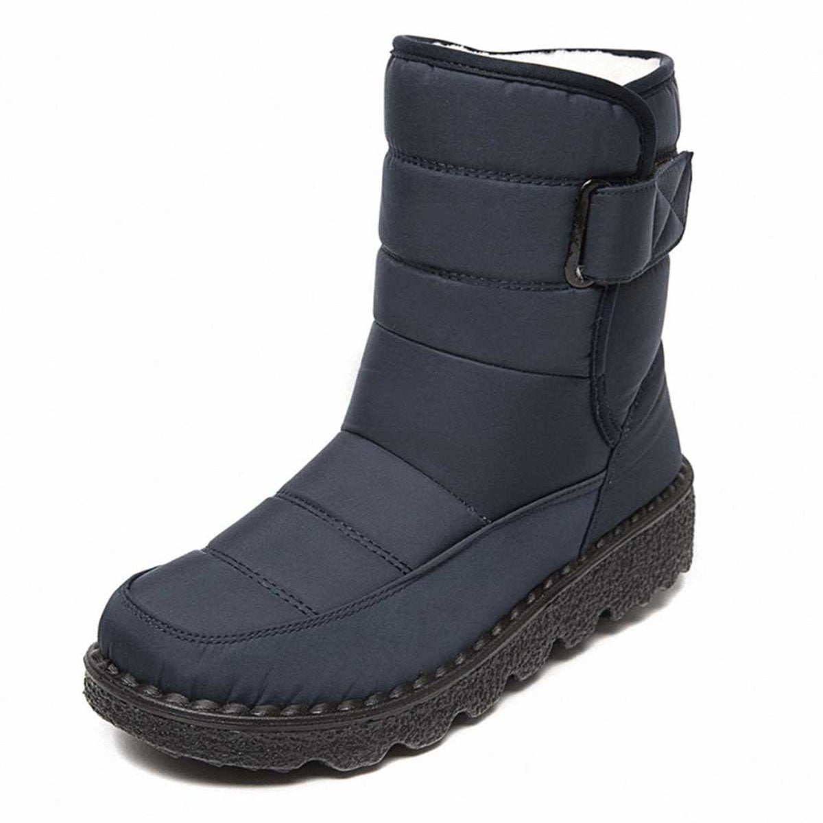 Cozy Quilted Snowproof Boots for Women with Fur Lined Ankle Velcro Strap Non Slip Winter Style